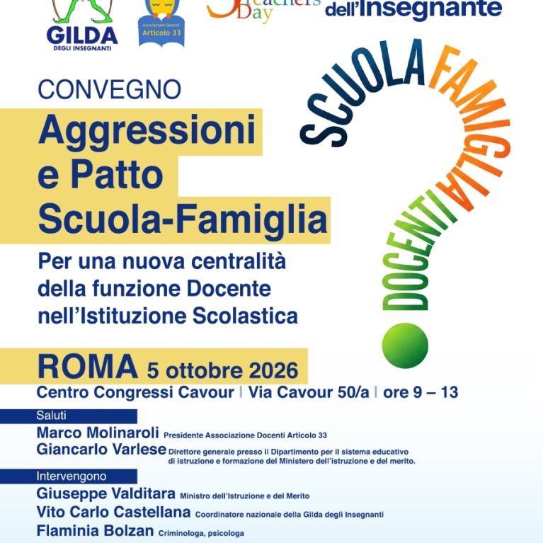 5 OTTOBRE, GIORNATA MONDIALE DELL'INSEGNANTE