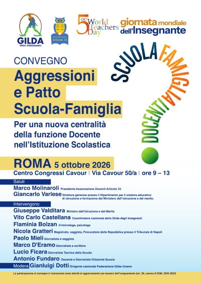 5 OTTOBRE, GIORNATA MONDIALE DELL'INSEGNANTE